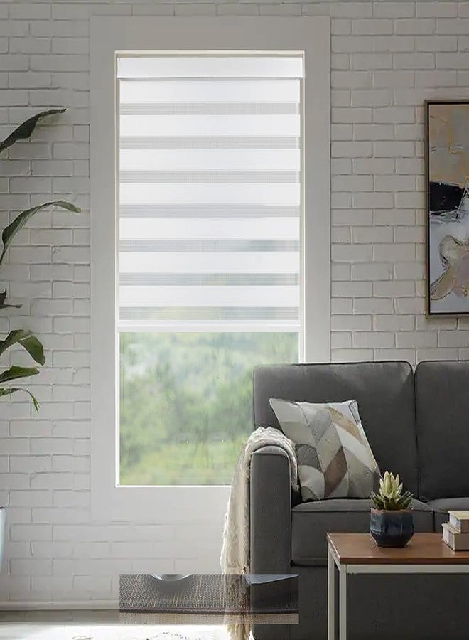 Arlo Blinds ستائر أرلو زيبرا الدوارة، ترشيح الضوء، لاسلكية، 24 بوصة عرض × 60 بوصة ارتفاع، لون أبيض ناصع، ستائر نوافذ أفقية - Image 1